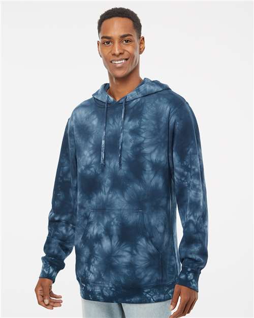 Unisex Midweight Tie-Dyed Hooded Sweatshirt - Tie Dye Navy