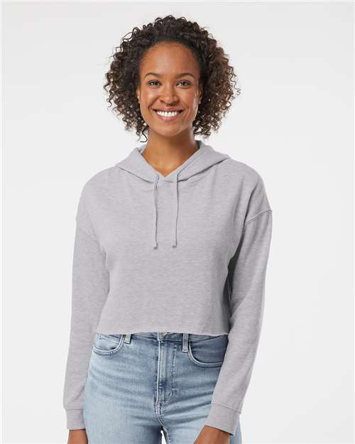 Women’s Lightweight Crop Hooded Sweatshirt - Grey Heather