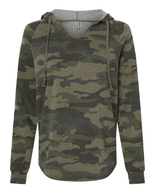 Women’s Lightweight California Wave Wash Hooded Sweatshirt - Forest Camo Heather