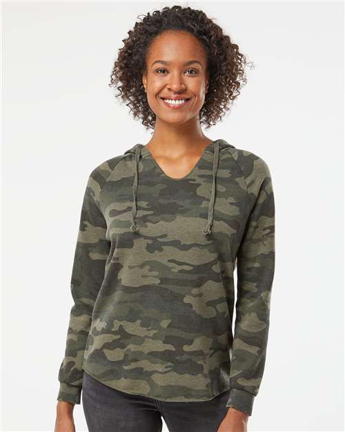 Women’s Lightweight California Wave Wash Hooded Sweatshirt - Forest Camo Heather