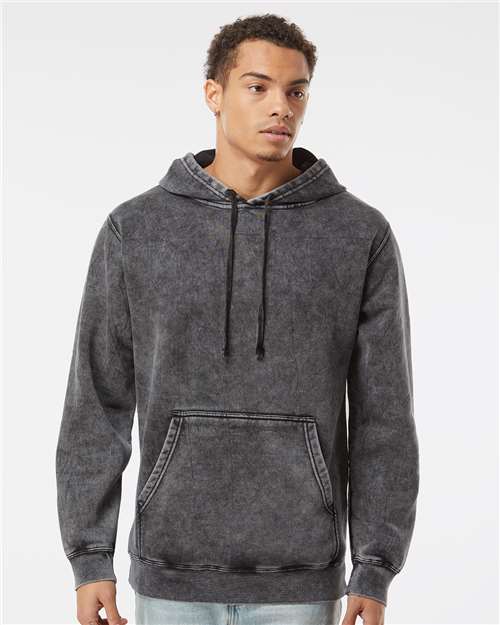 Unisex Midweight Mineral Wash Hooded Sweatshirt - Black