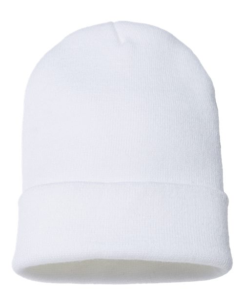 USA-Made 12" Cuffed Beanie - White