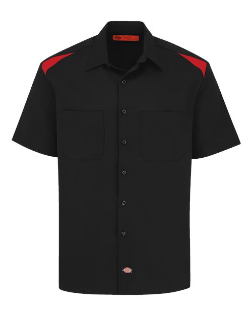 Men's Short Sleeve Performance Team Shirt - Black/ English Red