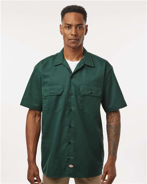 Men's Short Sleeve Work Shirt - Hunter Green