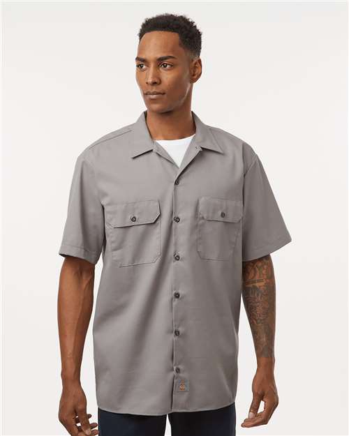Men's Short Sleeve Work Shirt - Silver Grey