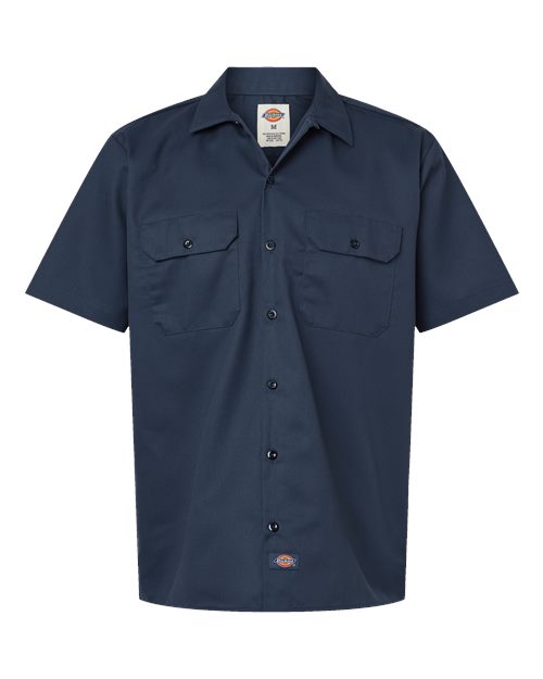 Men's Tall Short Sleeve Work Shirt - Dark Navy