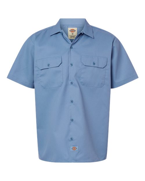 Men's Tall Short Sleeve Work Shirt - Gulf Blue