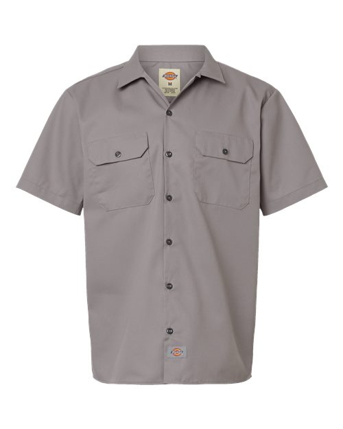 Men's Tall Short Sleeve Work Shirt - Silver Grey