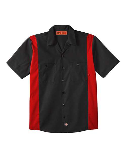 Men's Tall Industrial Colorblocked Short Sleeve Shirt - Black/ English Red
