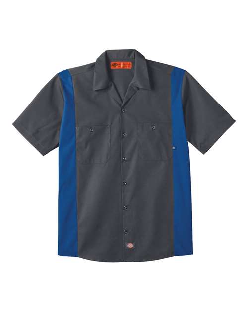 Men's Tall Industrial Colorblocked Short Sleeve Shirt - Dark Charcoal/ Royal Blue