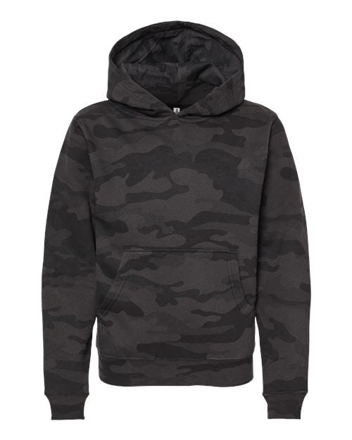 Youth Midweight Hooded Sweatshirt - Black Camo