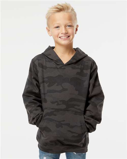 Youth Midweight Hooded Sweatshirt - Black Camo