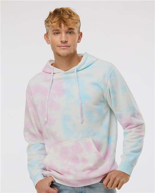 Unisex Midweight Tie-Dyed Hooded Sweatshirt - Tie Dye Cotton Candy