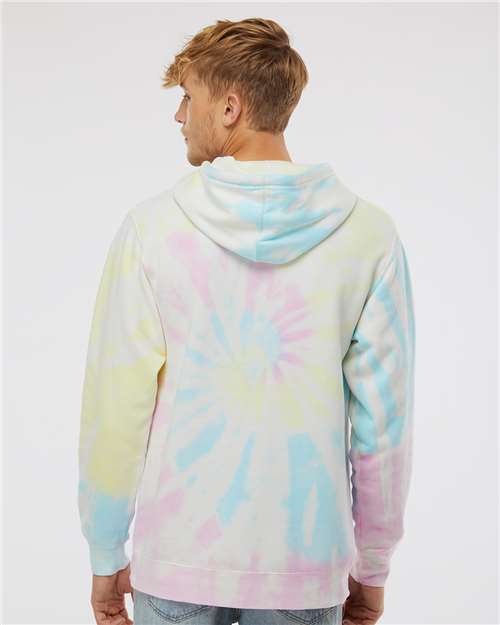 Unisex Midweight Tie-Dyed Hooded Sweatshirt - Tie Dye Sunset Swirl