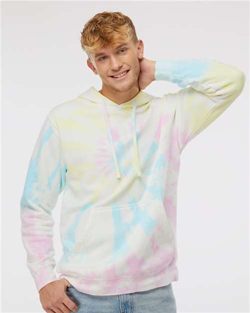 Unisex Midweight Tie-Dyed Hooded Sweatshirt - Tie Dye Sunset Swirl