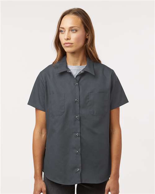 Women's Industrial Short Sleeve Work Shirt - Dark Charcoal