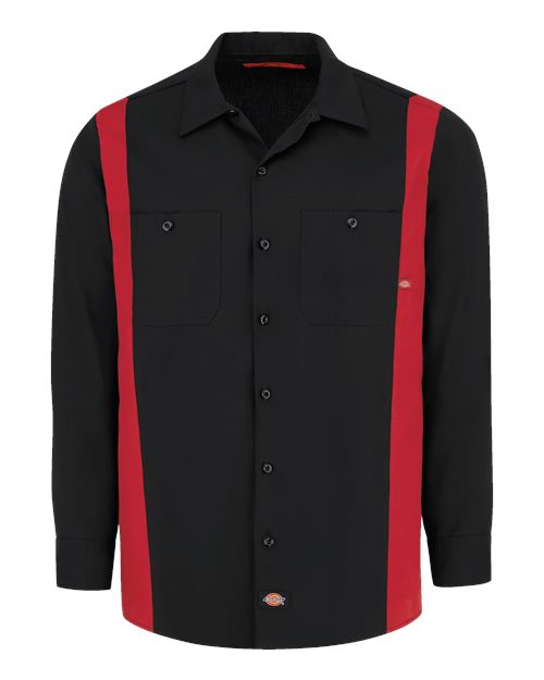 Men's Industrial Colorblocked Long Sleeve Shirt - Black/ English Red