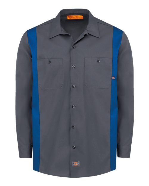 Men's Industrial Colorblocked Long Sleeve Shirt - Charcoal/ Royal Blue