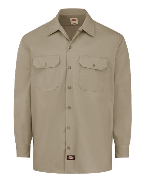 Men's Heavyweight Cotton Long Sleeve Shirt - Military Khaki