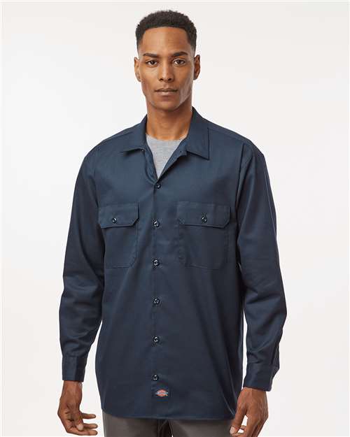 Men's Tall Long Sleeve Work Shirt - Dark Navy