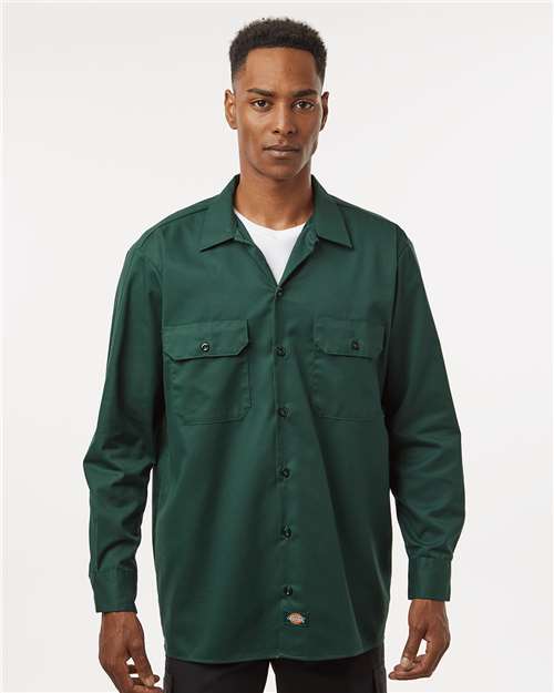 Men's Tall Long Sleeve Work Shirt - Hunter Green