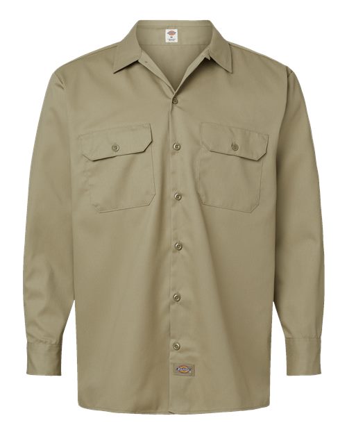 Men's Tall Long Sleeve Work Shirt - Khaki