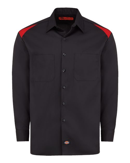 Men's Long Sleeve Performance Team Shirt - Black/ English Red