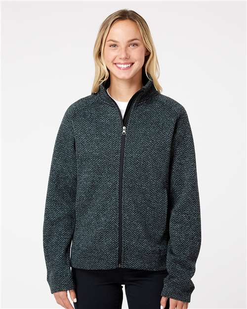 Women's Traverse Full-Zip Sweater - Black Herringbone