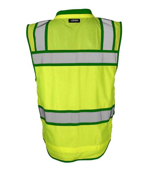 Men's Color Contrast High Performance Surveyors Vest - Lime/ Green - S5044