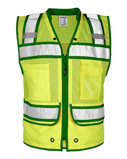 Men's Color Contrast High Performance Surveyors Vest - Lime/ Green - S5044