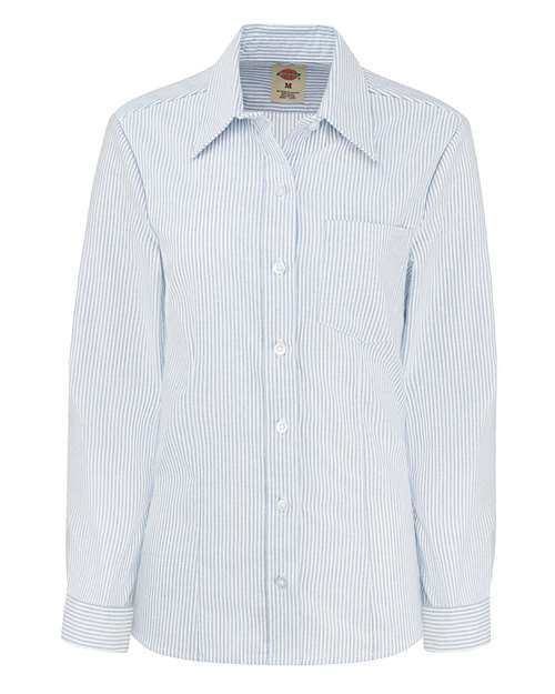 Women's Oxford Long Sleeve Shirt - Blue/ White Stripe