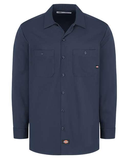 Men's Industrial Cotton Long Sleeve Work Shirt - Dark Navy