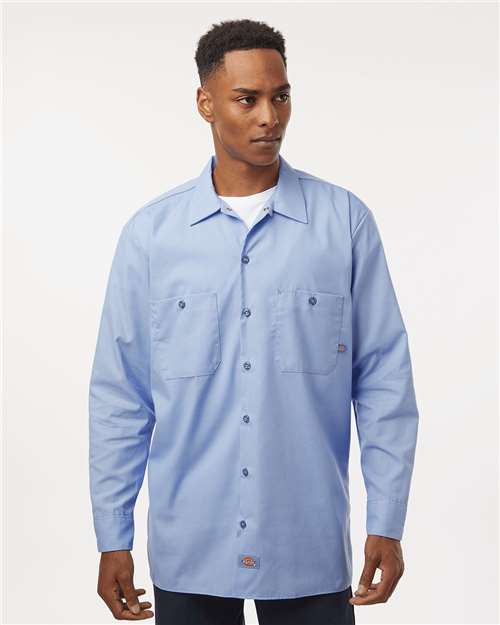 Men's Tall Industrial Long Sleeve Work Shirt - Light Blue