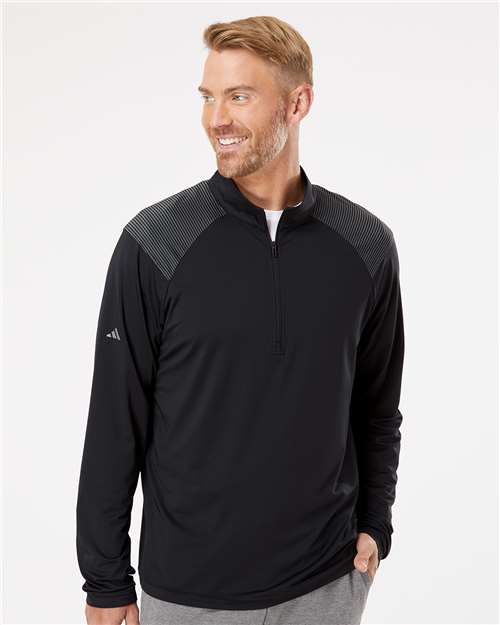 Men's Ultimate365 Lightweight Shoulder Stripe Quarter-Zip Pullover - Black
