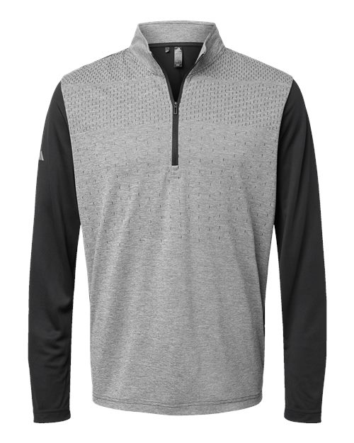 Men's Ultimate365 Heather Block Print Quarter-Zip Pullover - Black Melange/ Black/ Grey Three