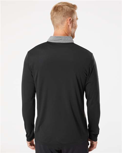 Men's Ultimate365 Heather Block Print Quarter-Zip Pullover - Black Melange/ Black/ Grey Three