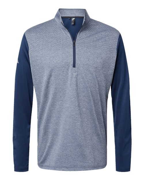 Men's Ultimate365 Heather Block Print Quarter-Zip Pullover - Collegiate Navy Melange/ Navy/ Grey Three