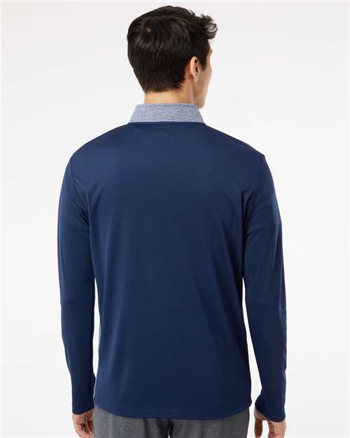 Men's Ultimate365 Heather Block Print Quarter-Zip Pullover - Collegiate Navy Melange/ Navy/ Grey Three