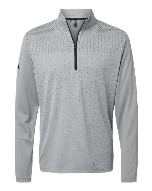 Men's Ultimate365 Heather Block Print Quarter-Zip Pullover - Grey Three Melange/ Grey Three/ Black