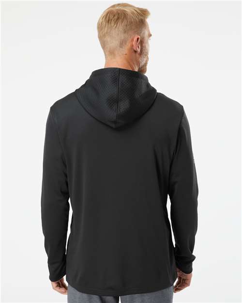 Men's Textured Mixed Media Midweight Hooded Sweatshirt - Black