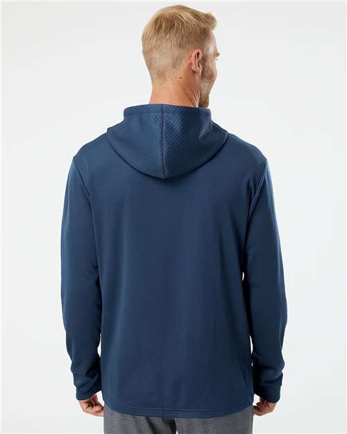 Men's Textured Mixed Media Midweight Hooded Sweatshirt - Collegiate Navy