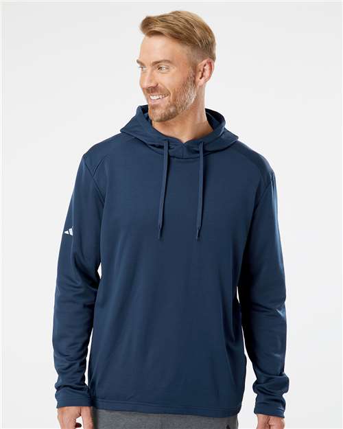 Men's Textured Mixed Media Midweight Hooded Sweatshirt - Collegiate Navy