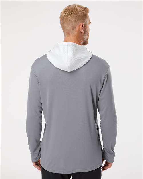 Men's Textured Mixed Media Midweight Hooded Sweatshirt - Grey Three