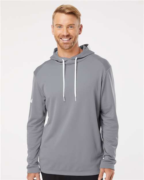 Men's Textured Mixed Media Midweight Hooded Sweatshirt - Grey Three