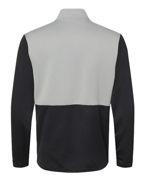 Men's Textured Mixed Media Quarter-Zip Pullover - Black/ Grey Three