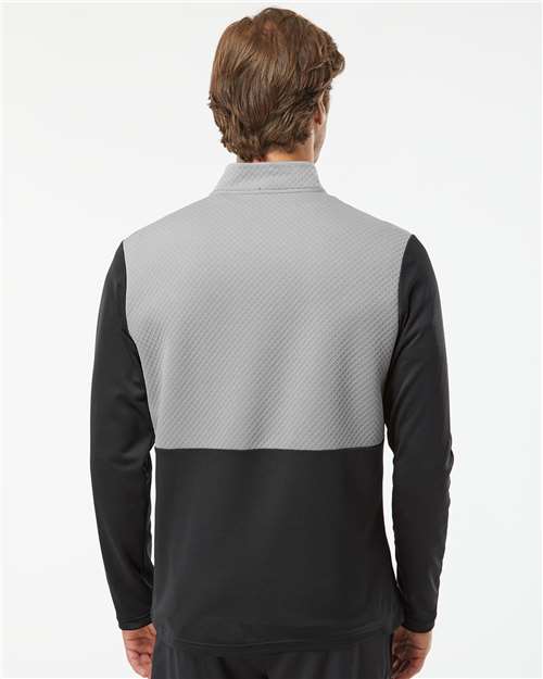 Men's Textured Mixed Media Quarter-Zip Pullover - Black/ Grey Three