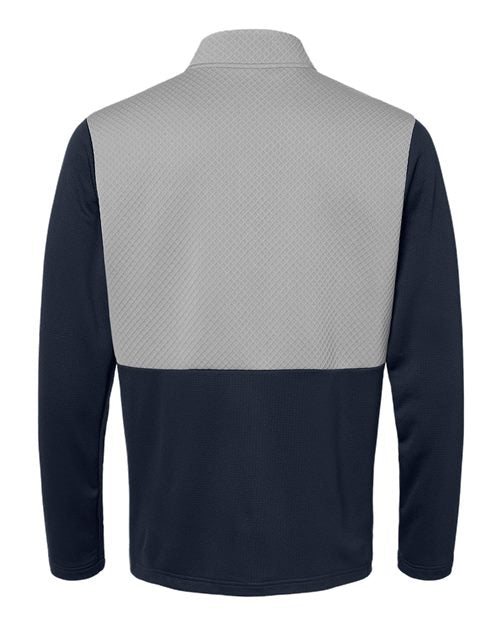 Men's Textured Mixed Media Quarter-Zip Pullover - Collegiate Navy/ Grey Three