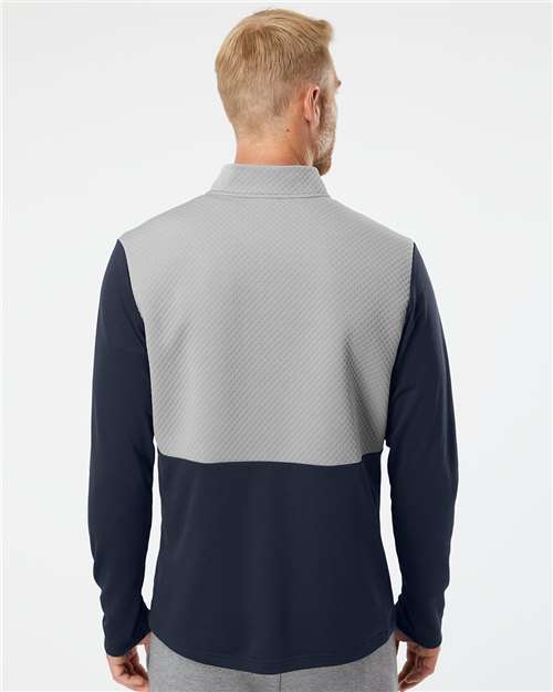 Men's Textured Mixed Media Quarter-Zip Pullover - Collegiate Navy/ Grey Three