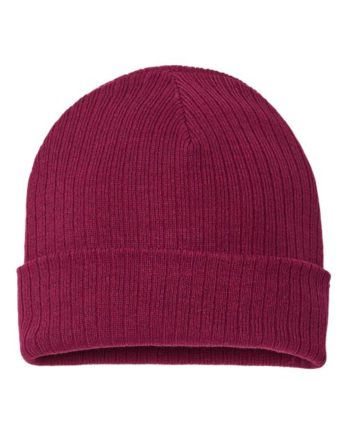 Sustainable Rib Cuffed Beanie - Burgundy
