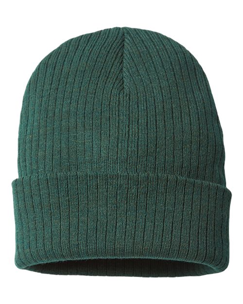 Sustainable Rib Cuffed Beanie - Bottle Green